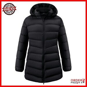 Plus Size Lightweight Winter Puffer Coat with Hood Warm Long